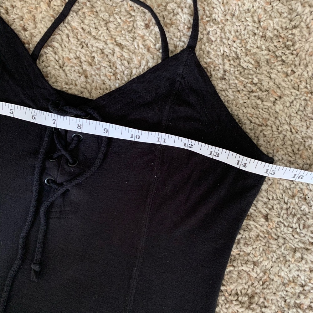 SOLD Silence + Noise | Black Lace Up Mini Dress - Picture 7 of 8